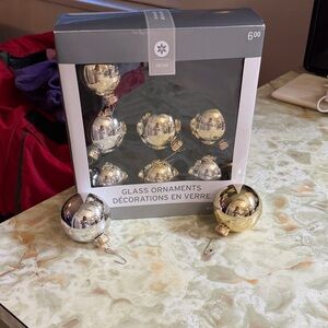 Gold and Silver Glass Ornaments Set